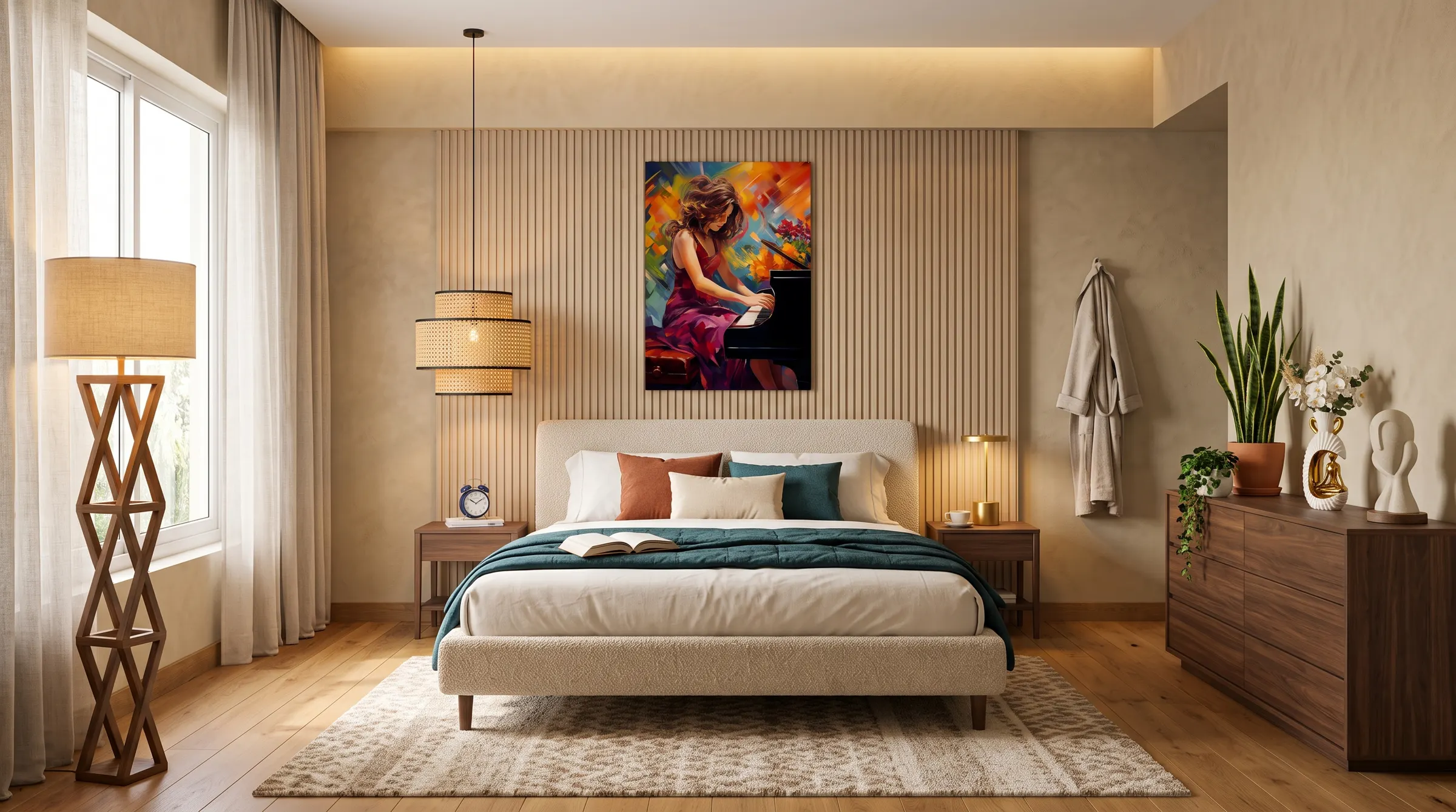 A calm bedroom styled with pieces from the Collection